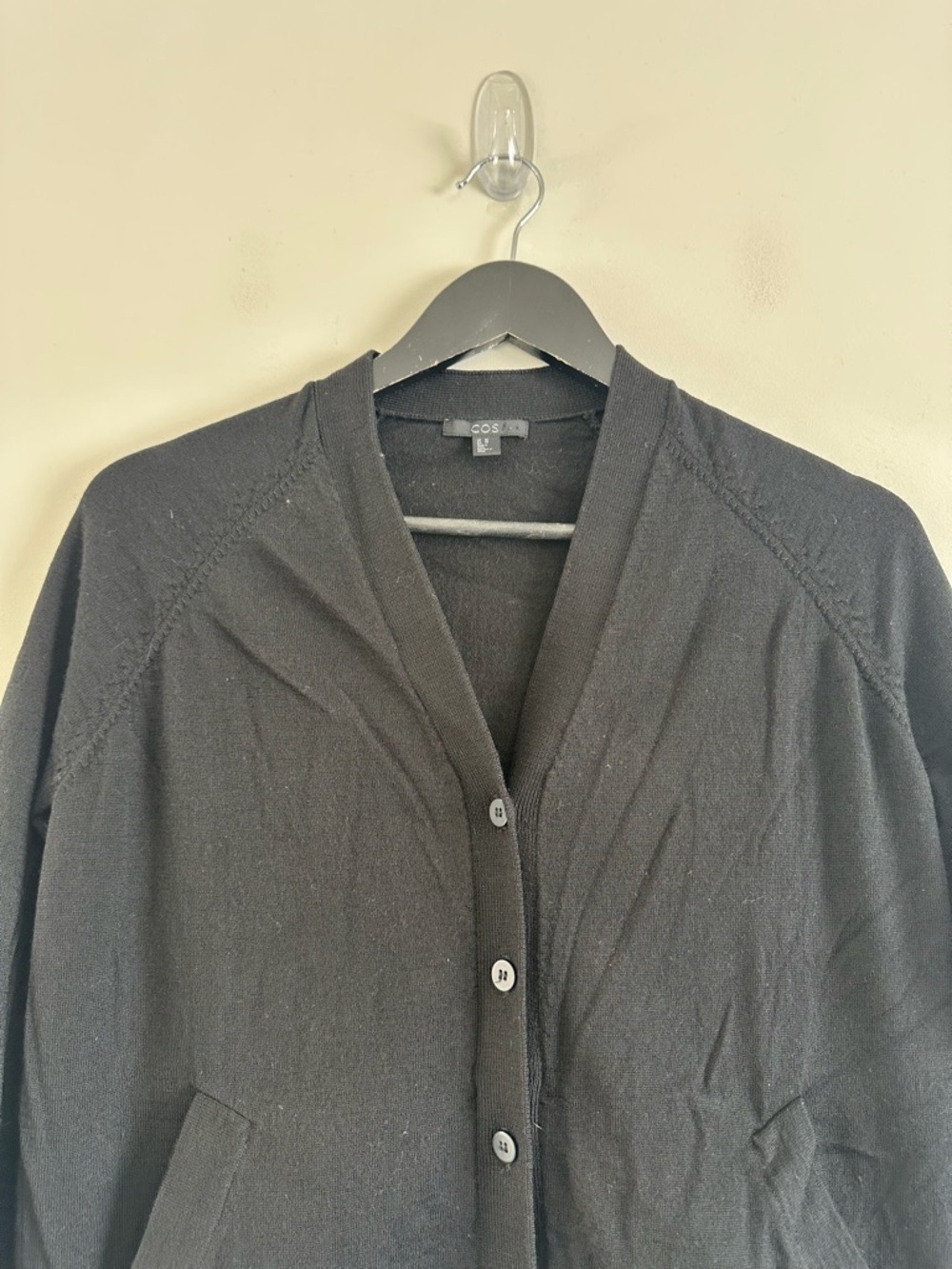 Cos Hybrid Layered Wool Cardigan Size XS Black White - Picture 7 of 12